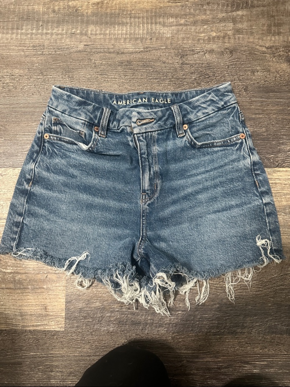 American Eagle Outfitters Frayed Hem Blue Denim Shorts